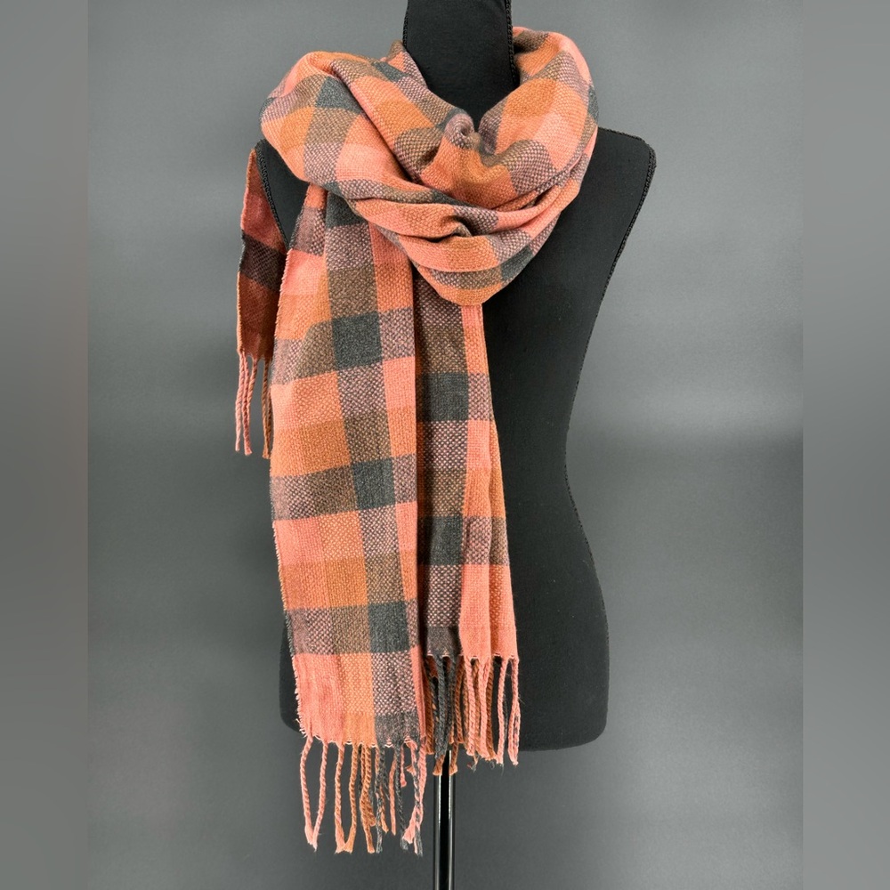 Universal Thread Checkered Scarf‎ in Pink, Black and Brown